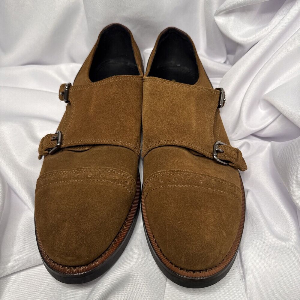 NWOB COACH MEN'S BLEECKER DOUBLE MONK BROWN SUEDE SHOES US SIZE 12D BoxC